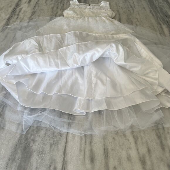 Sugar Plum WHITE COMMUNION,FLOWER GIRL Easter Dress Satin Lace Tulle Size 8 - Picture 5 of 13